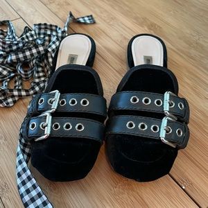 Miu Miu Velvet Ballerina Slides